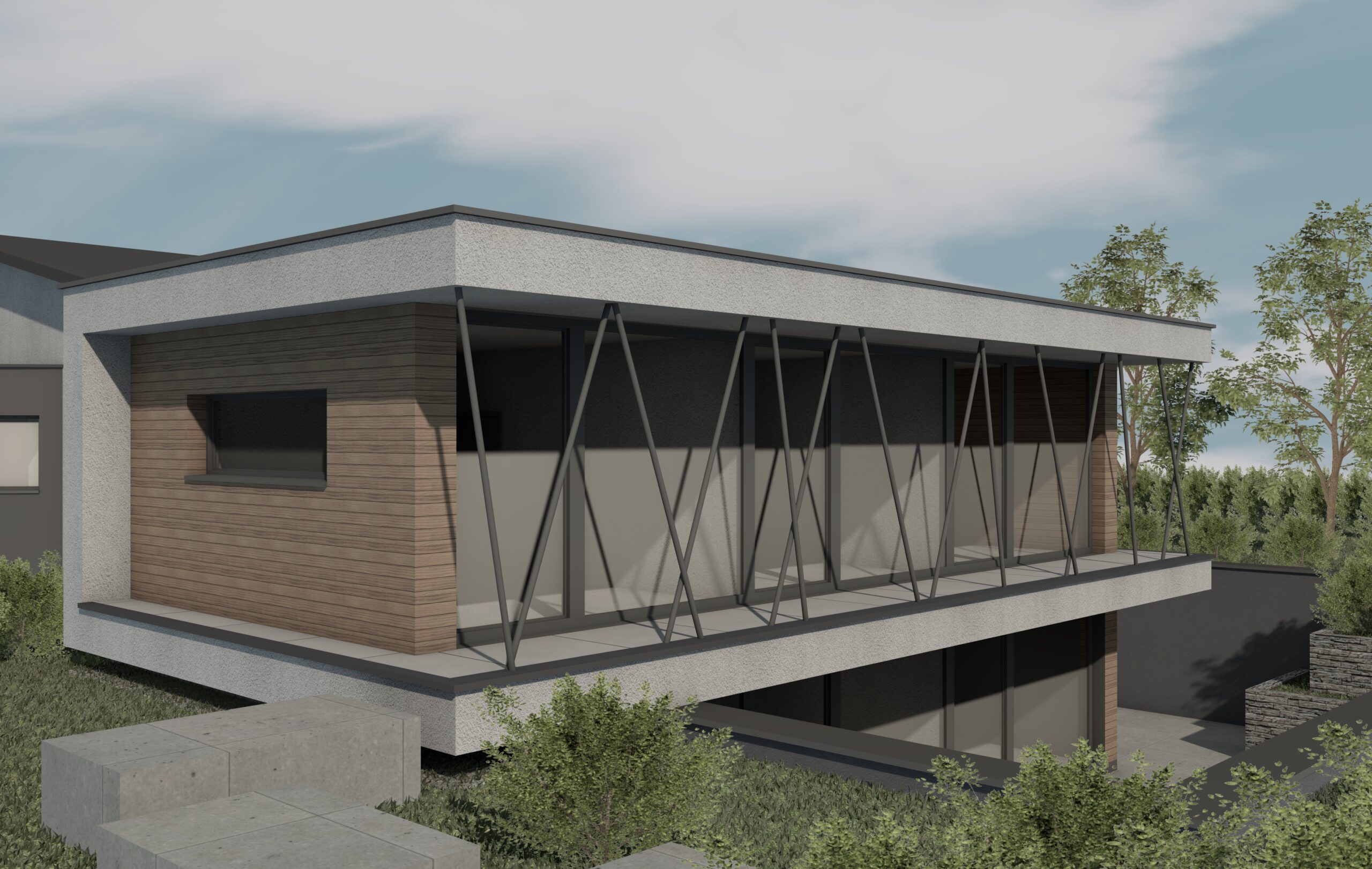Architecture contemporaine bureau ingénieur BGNS BGS architecte Arlon Habay-la-Neuve Étalle bardage bois vitrage transformation rénovation 4